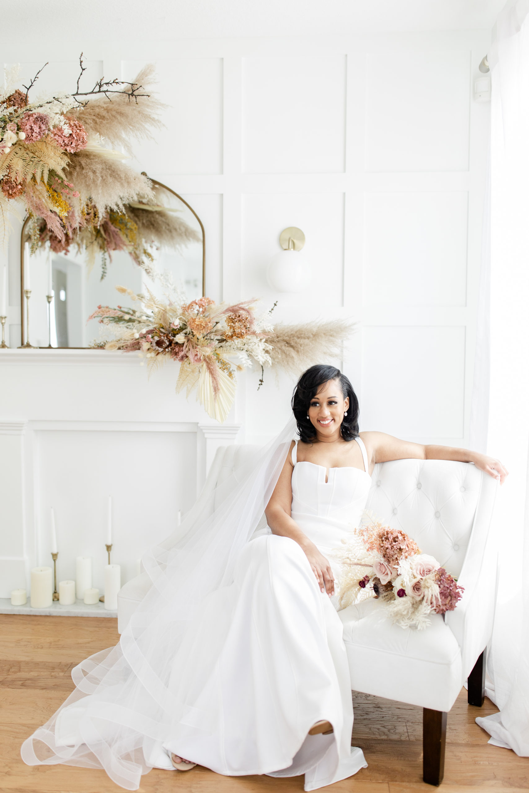 Bridal portraits in bright and airy luxury photography studio in Maple Grove, MN