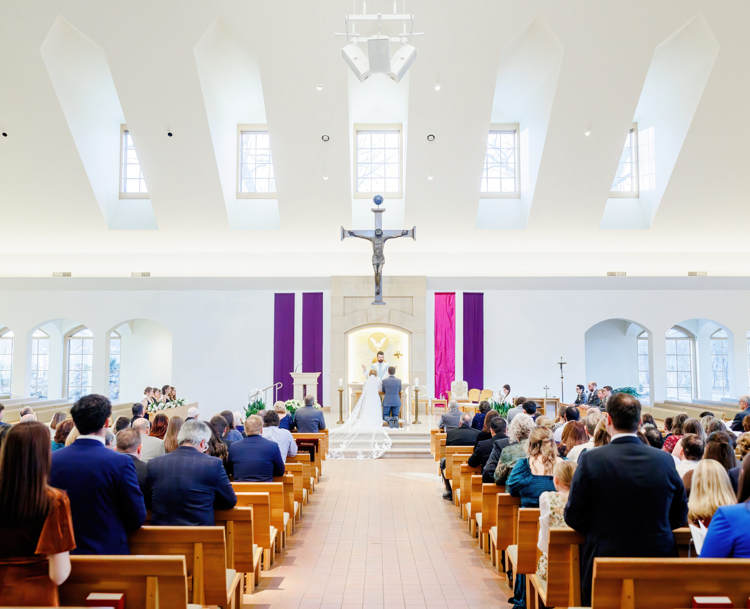 Catholic wedding during advent at Our Lady of Grace catholic church in Edina, Minnesota